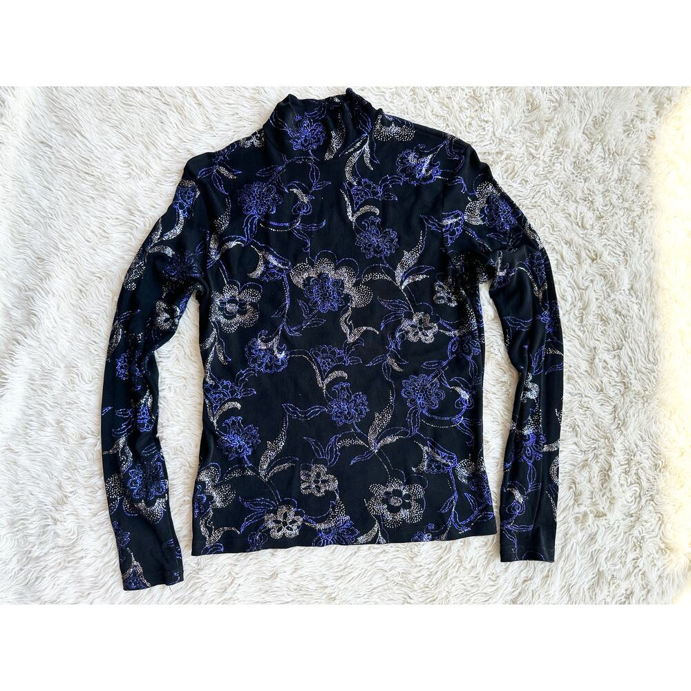 90’s Slinky Sparkle Mock Neck Stretch Top